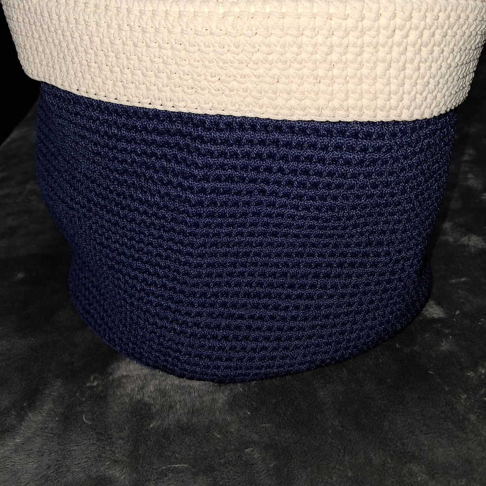 Navy and White Knit Planter Bag